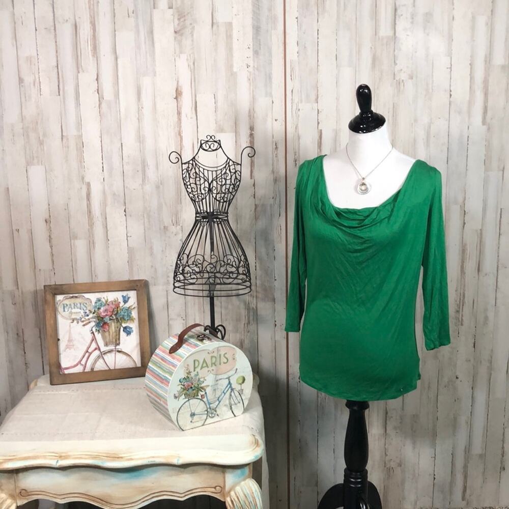 Michael Kors 3/4 Sleeve Rayon Blend Green Blouse